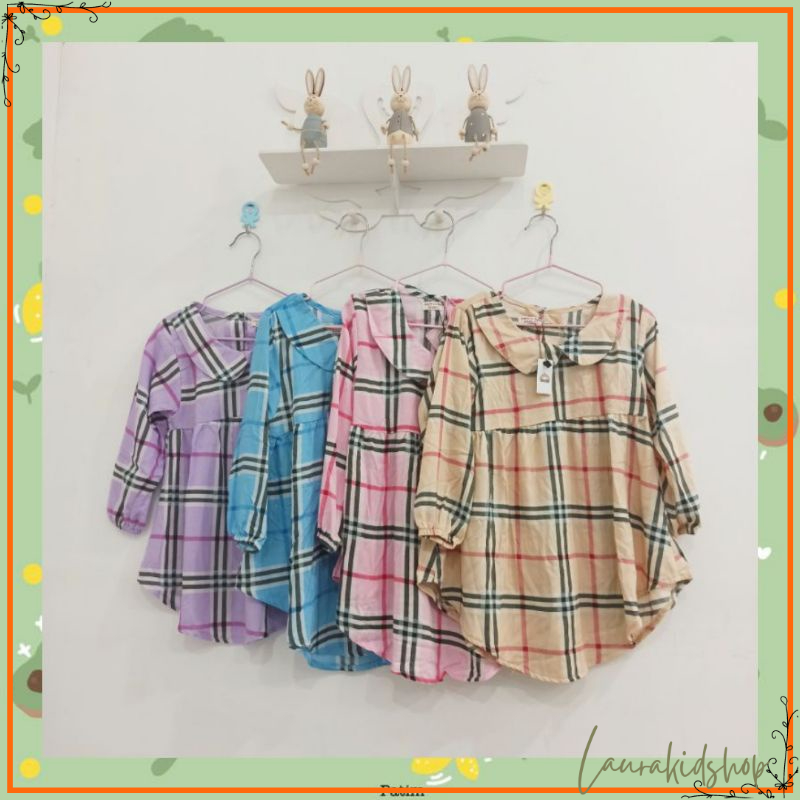 Tunik Katun Anak Perempuan 2-5 Tahun Kotak-Kotak laurakidshop