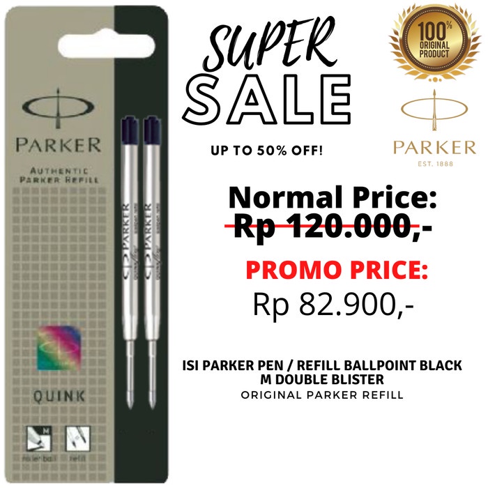 

Isi Parker Pen / Refill Ballpoint Black M Double Blister - Hitam promo
