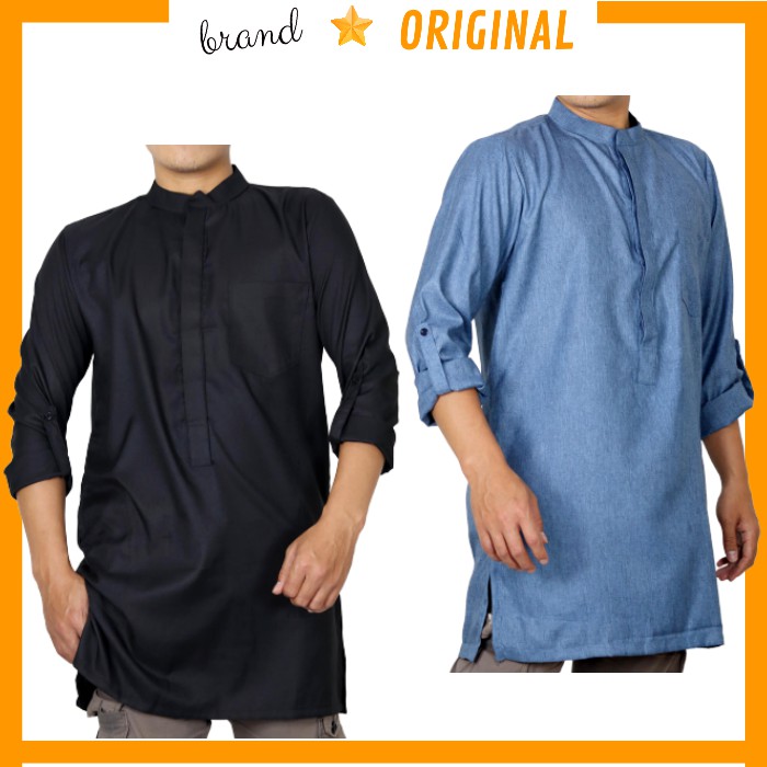 Baju Koko Pria Kurta Pakistan Dewasa Lengan 3/4 Tangan Siku Premium Katun Madinah, Kurta Qita