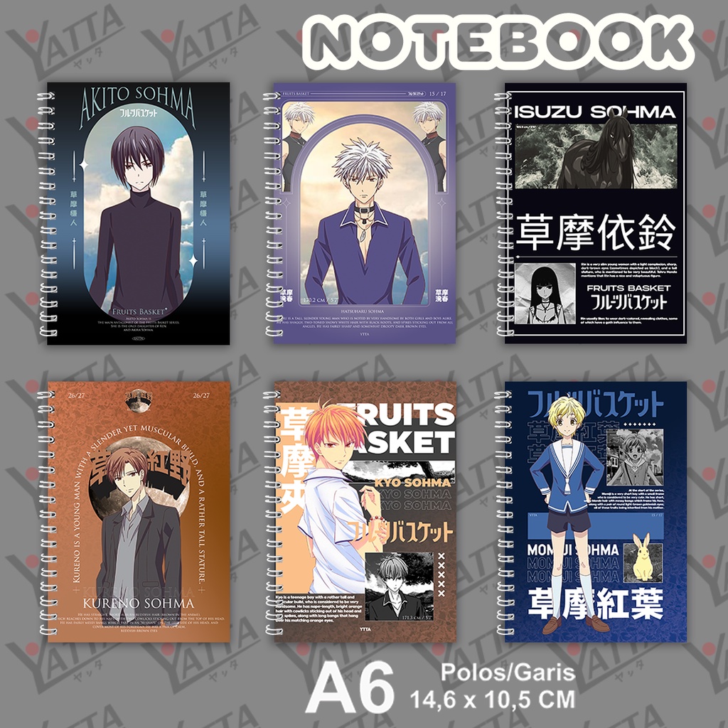 

Notebook Anime Fruits Basket Ukuran A6 14,6 x 10,5 cm Seri 2