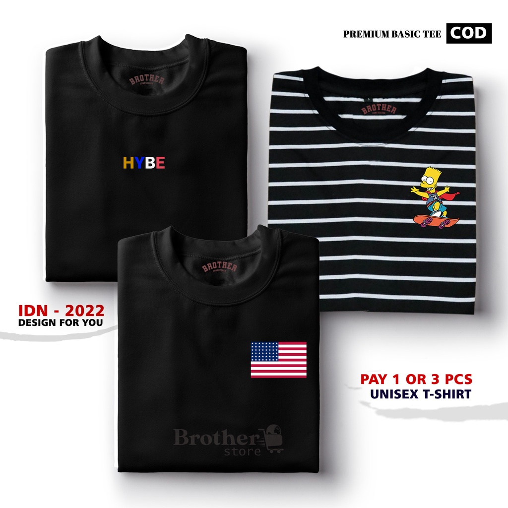 BUY 1 OR 3 PCS ( PROMO COD ) BROTHER STORE / Kaos Distro100% Catoon Combed 30s / Articel USA HYBE