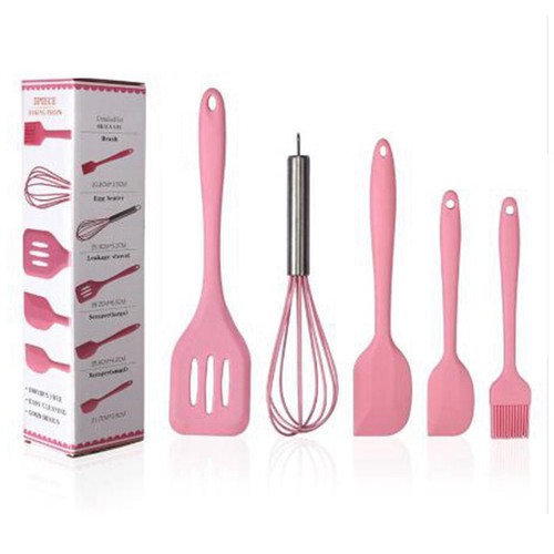 [BISA COD] PROMO Spatula Set isi 5 Pcs Silikon Anti Lengket Alat Masak Set Sutil Sodet Kocokan Kuas Silikon Murah Terjangkau