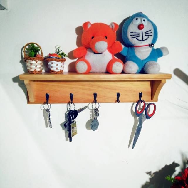 Tempat Kunci / Gantungan Kunci / Key Holder/ Rak Kayu Serbaguna 40 Cm