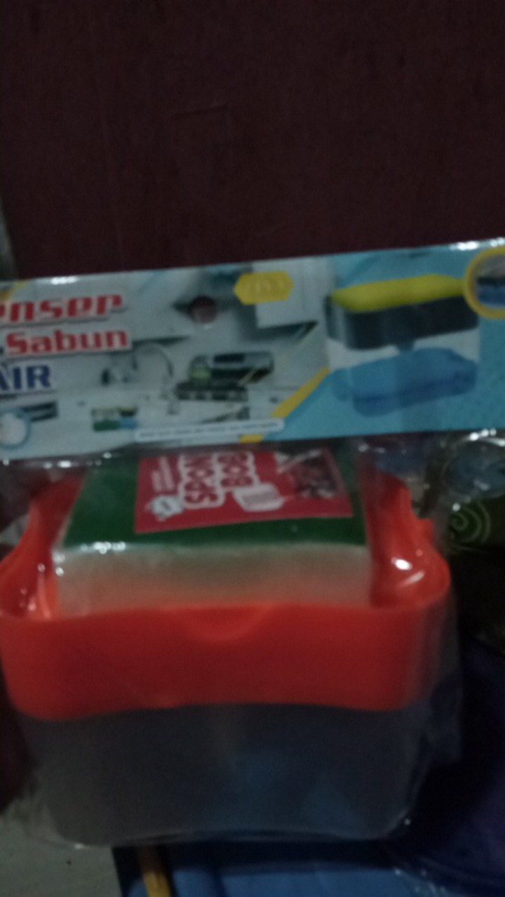 [free Sponge] Dispenser Sabun Dan Holder Spon Cuci Piring 2 In 1