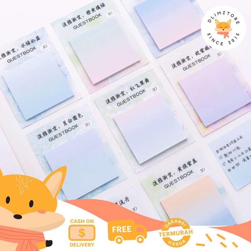 

[DZ] ST046 - Sticky Notes Ombre Warna Pastel 30 Lembar