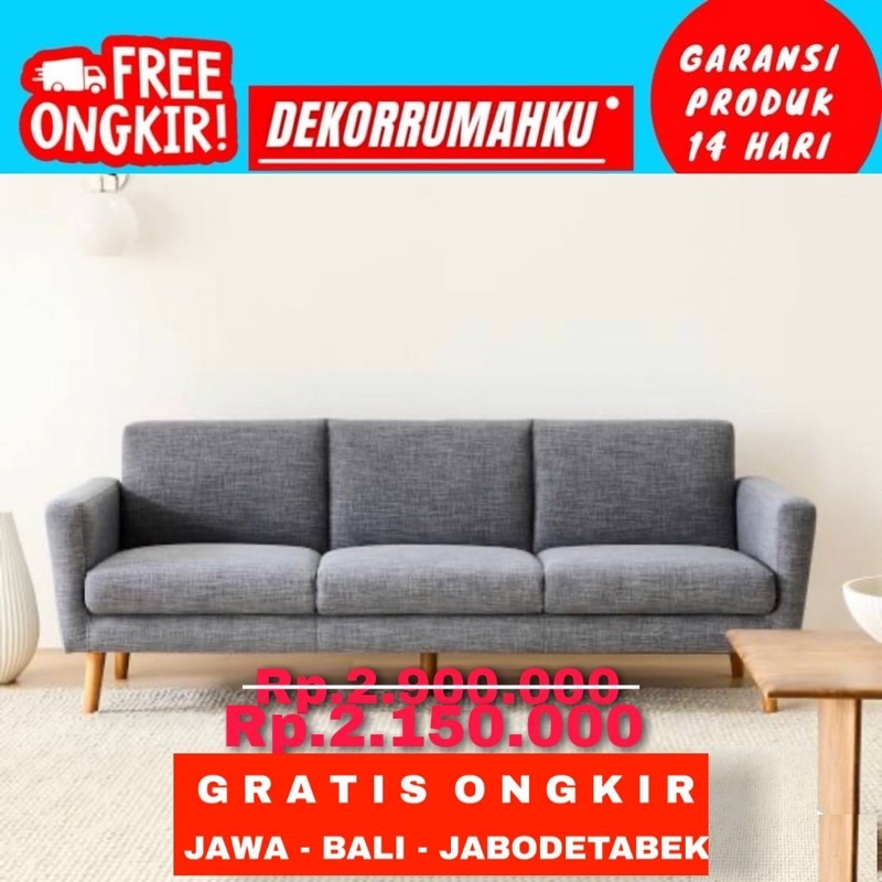 Sofa Retro Minimalis 3 Dudukan spons Royal lapis Dacron