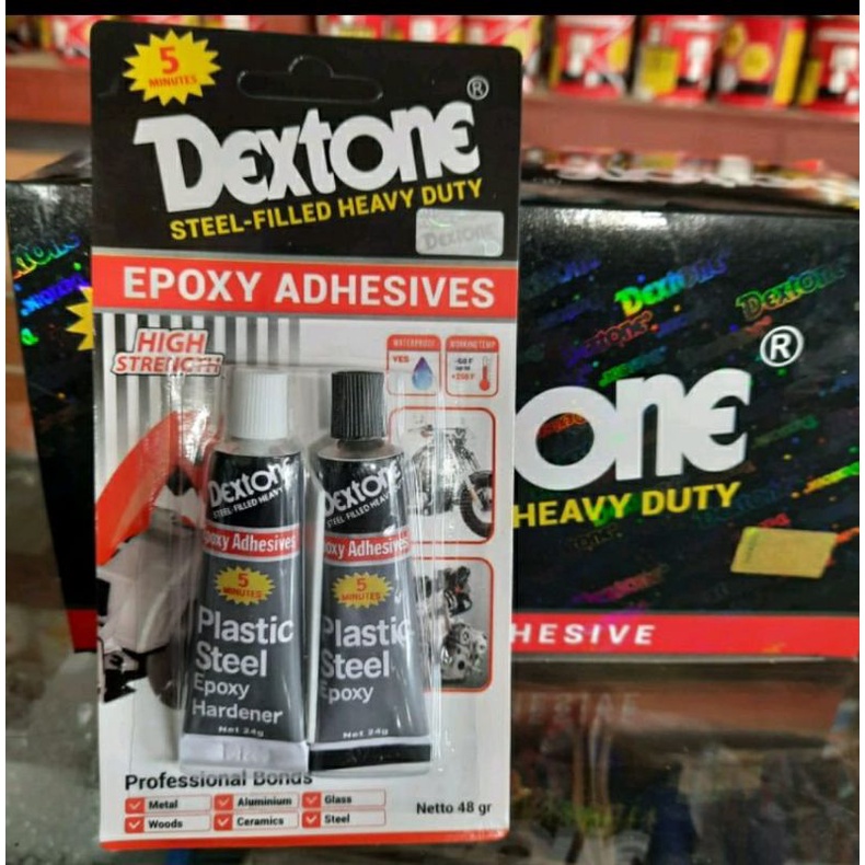 

Lem besi/kayu/plastik/lem serbaguna dextone 5menit evoxy adhesive 48gr