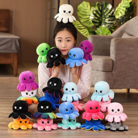 Topprice Boneka Gurita Octopus Bolak-Balik Dua Sisi Reversible / Boneka Lucu/ ubur-ubur mini COD U99