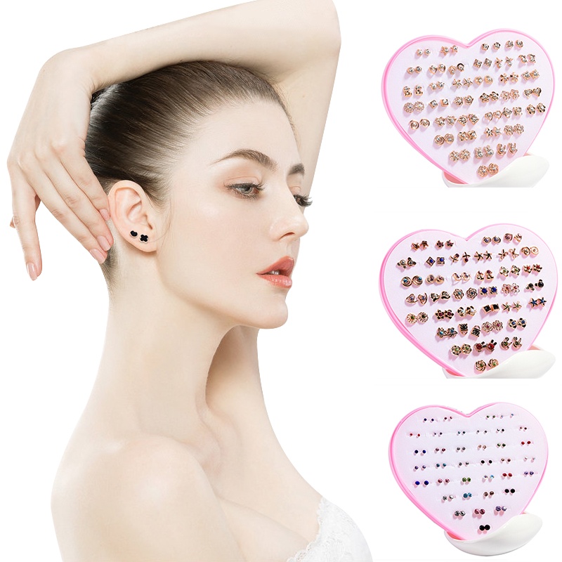 (Full Jy) 36 Pasang / Set Anting Tusuk Desain Bunga Hias Kristal Diamante Untuk Wanita