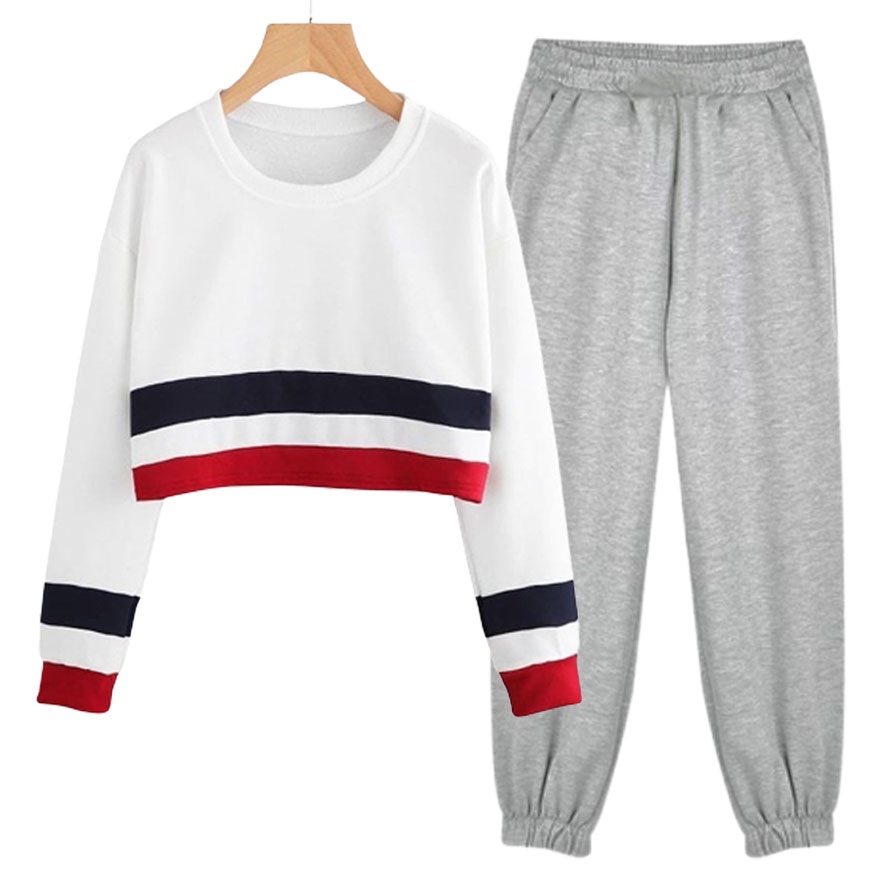 BESS - Setelan Set Wanita Murah / Setelan Set Sweater Crop + Jogger  - JESSIE