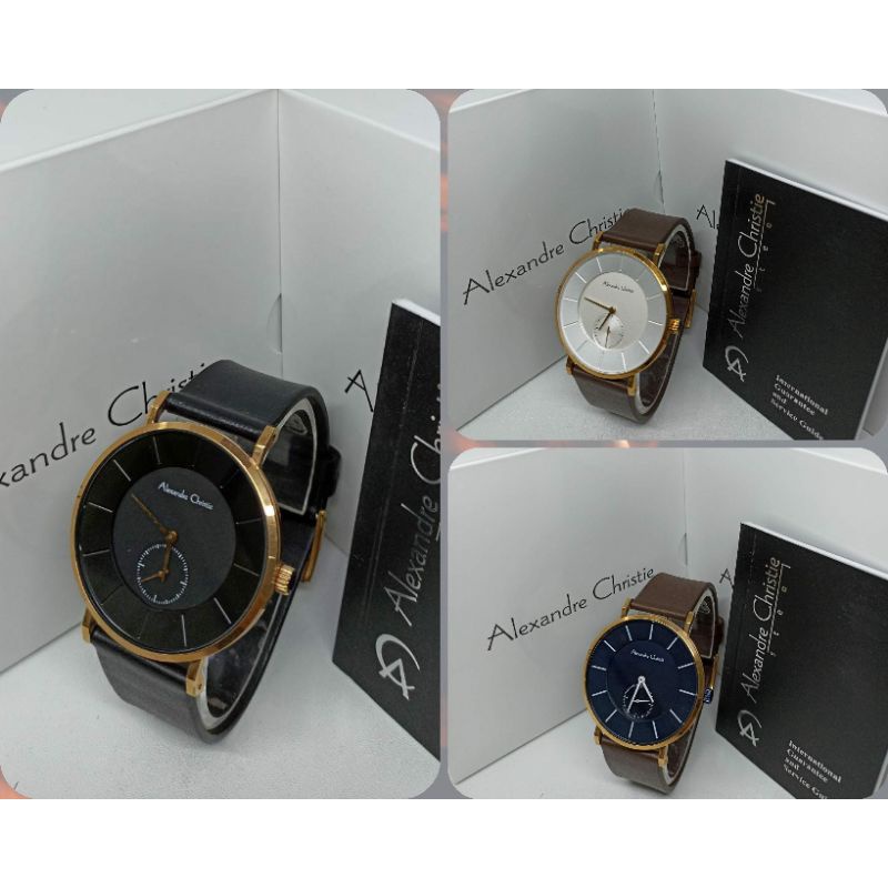 Jam Tangan Pria Alexandre Christie 8484 AC8484 AC 8484 Tali Kulit