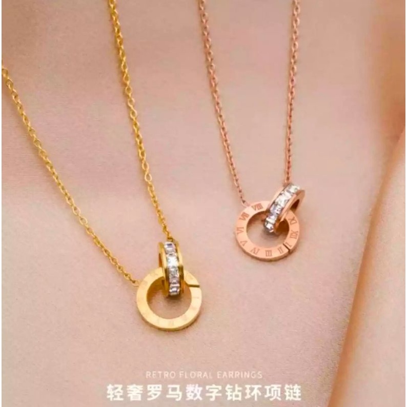 kalung titanium free liontin motif elegan titanium anti karat perhiasan wanita dewasa