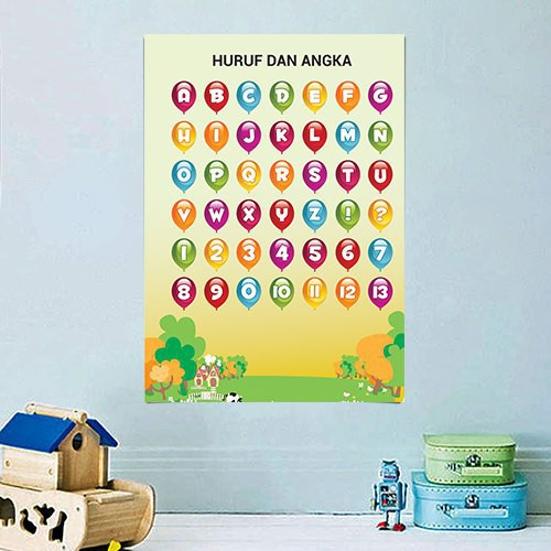 TIPE 10 POSBEL Poster Pendidikan Belajar Mengenalkan Huruf ALFABET Besar dan Kecil