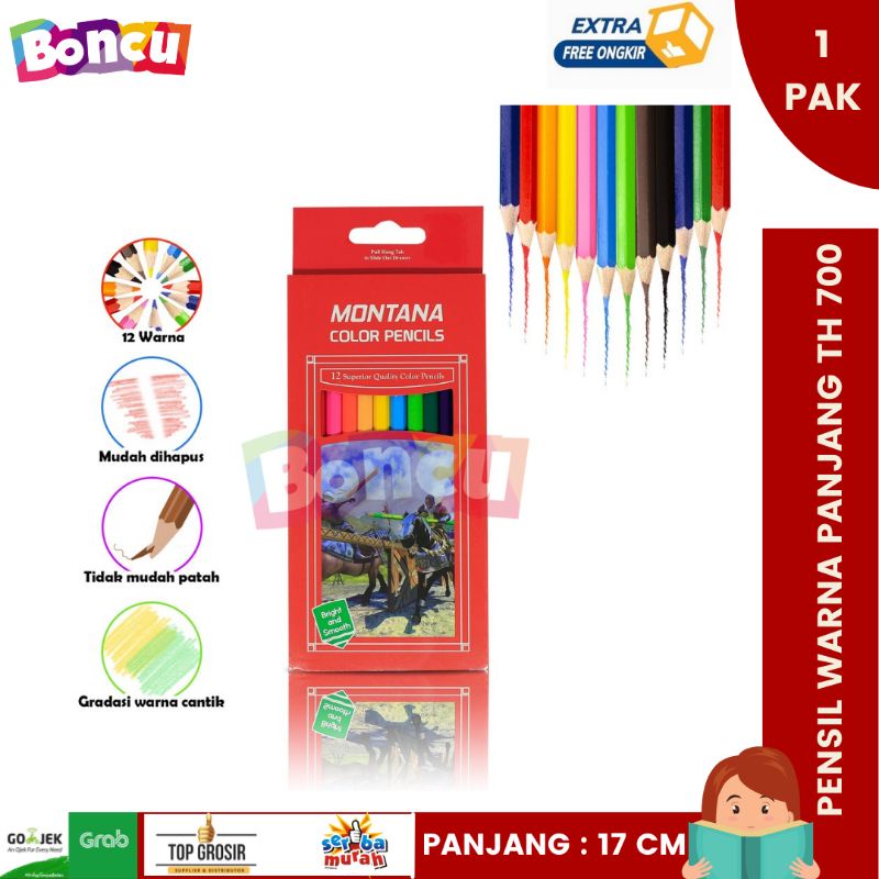 

Pensil warna / Pensil warna kayu / Pensil Warna Montana TH-700 / 12 Warna / Pensil Warna TH-700-1PAK/12Warna BEST SELLER