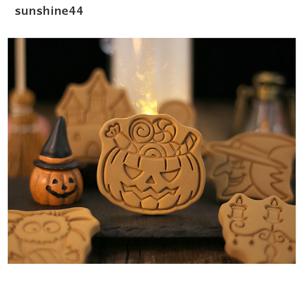 Sunshine 8PCS Cetakan Pemotong Biskuit / Cookies Bentuk Labu / Hantu Halloween Bahan Plastik