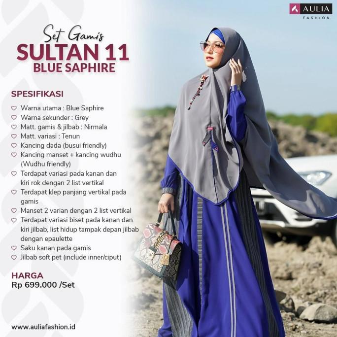 Gamis Set Wanita Terbaru Aulia Fashion Sultan 11 Blue Saphire