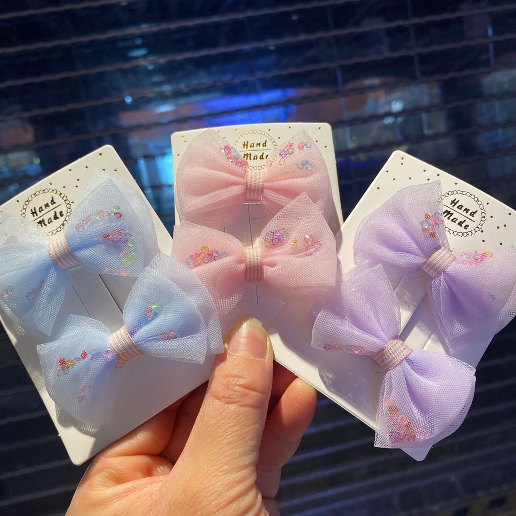 [PRINCESS KESLI]Jepit rambut busur anak-anak/klip kartun putri Korea/jepit pita 2pcs set