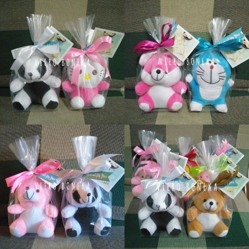 Souvenir Boneka  Mini Bear Beruang Panda Doraemon Keropi 