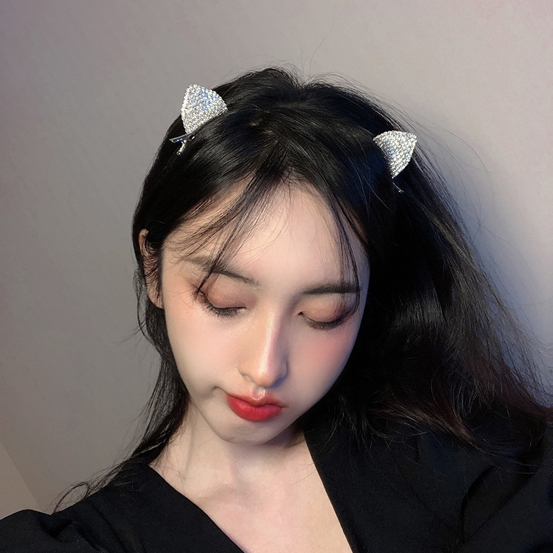 Penuh Berlian Gadis Lucu Telinga Kucing Jepit Rambut Gadis Korea Lucu Pesta Aksesoris Rambut