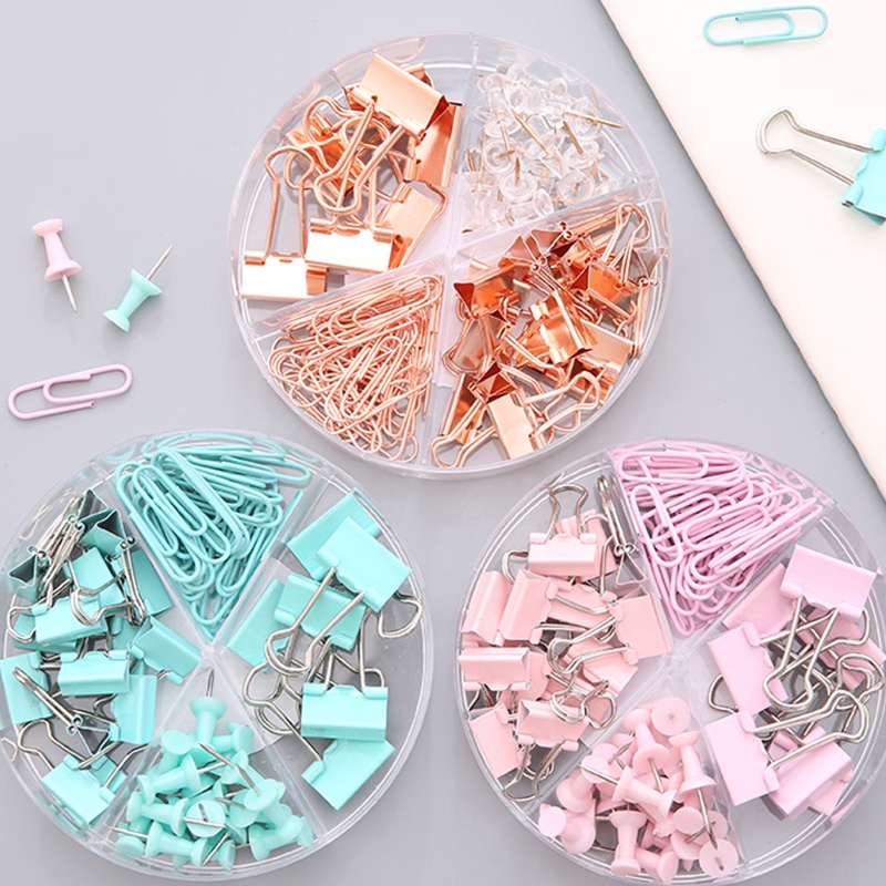 Deli. 72 Pcs Metal Clips&amp;Pins Set Multifunction File Paper Binding Tool Office Supplies