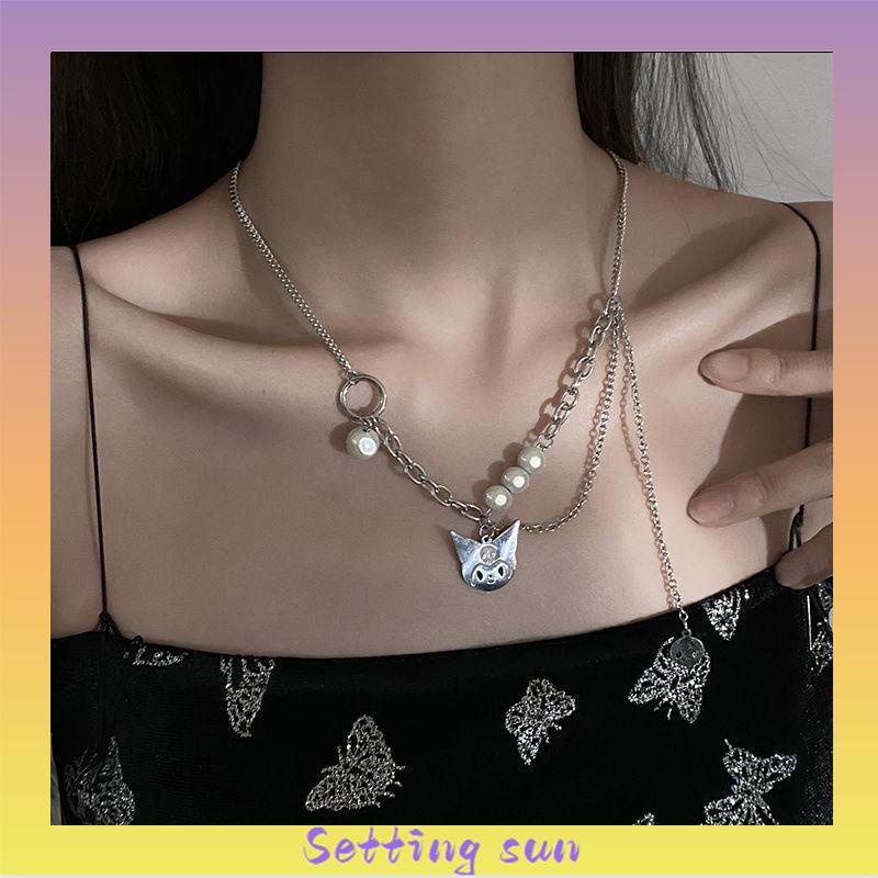 Kalung Rantai Mutiara Mosaik Multilayer TN