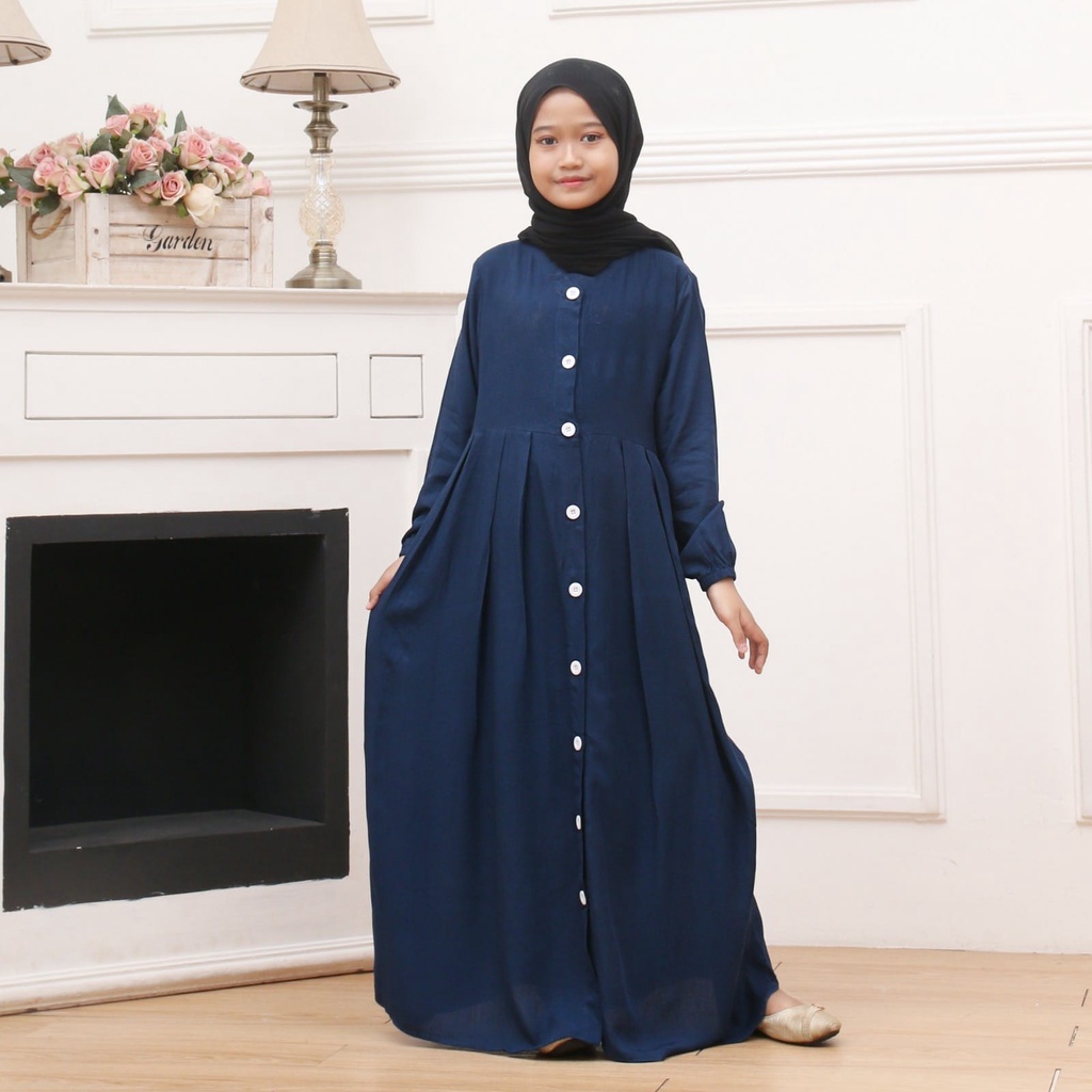 GAMIS ANAK PEREMPUAN RAYON POLOS TERBARU FULL KANCING USIA 8-11 TAHUN | BAJU GAMIS SANTAI ANAK PEREMPUAN | BAJU MUSLIM ANAK PEREMPUAN