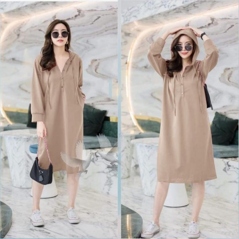 [KODE 88AWE] DRESS WILONA HODIE - hl/tt dres wanita dress casual hodie dress hodie wanita