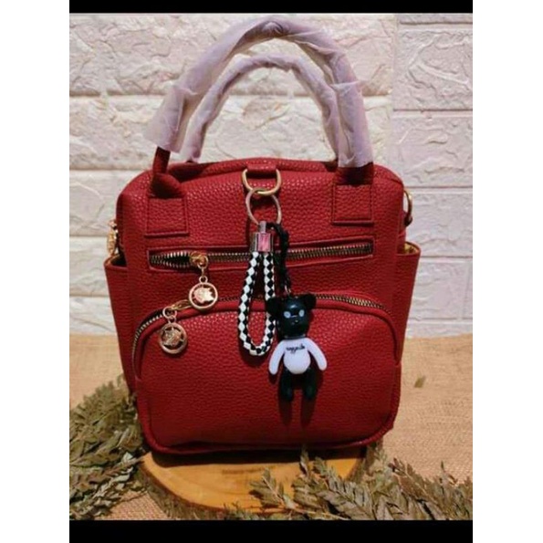 Tas Wanita Ransel Papirut Kulit Jeruk Tebal 3in1 Bisa Digendong, Selempang, Tenteng Terbaru