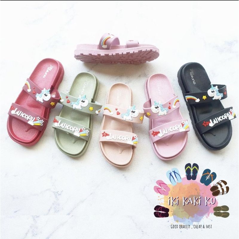 SANDAL ANAK PEREMPUAN UNICORN KUDA PONI KARET SANDAL PESTA LALUNA 029 UKURAN 24-29