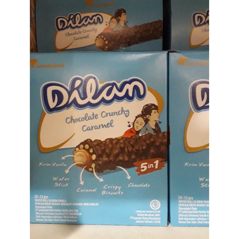 

Dilan coklat crunchy caramel isi 12pc/kotak