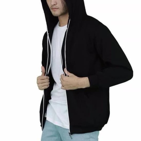 HIPNOP PRIA POLOS HOODIE ZIPPER JAKET COWOK LENGAN PANJANG DISTRO