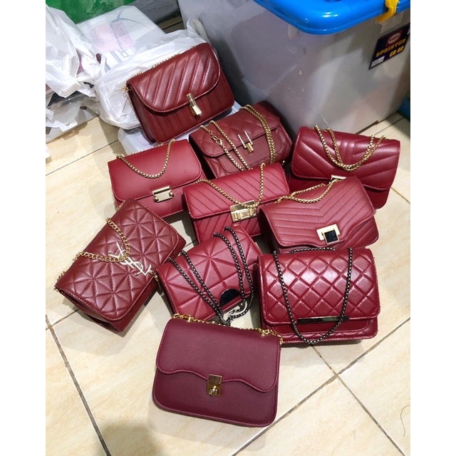 RED COLECTION / MAROON COLECTION / TAS MAROON / TAS MERAH / TAS SLEMPANG / TAS RANTAI / TAS KECE / TAS VIRAL