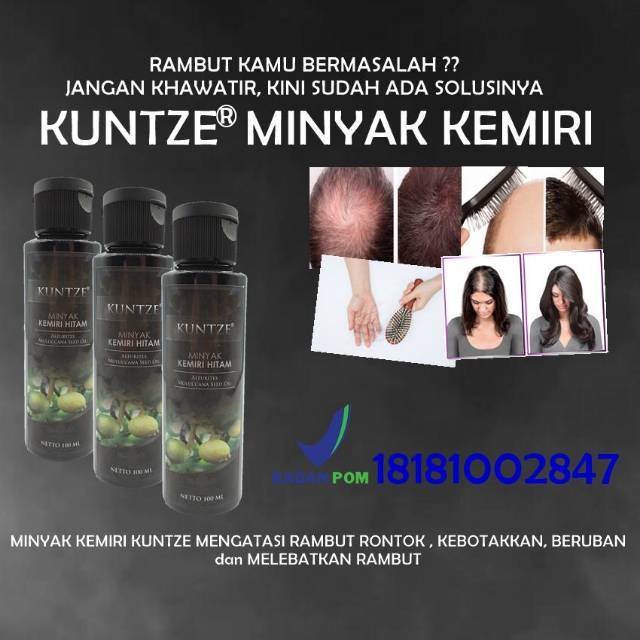 MINYAK KEMIRI PENUMBUH RAMBUT PENGHITAM ALIS MINYAK KEMIRI HITAM KUNTZE 100ML PENGHITAM RAMBUT ORIGINAL BPOM