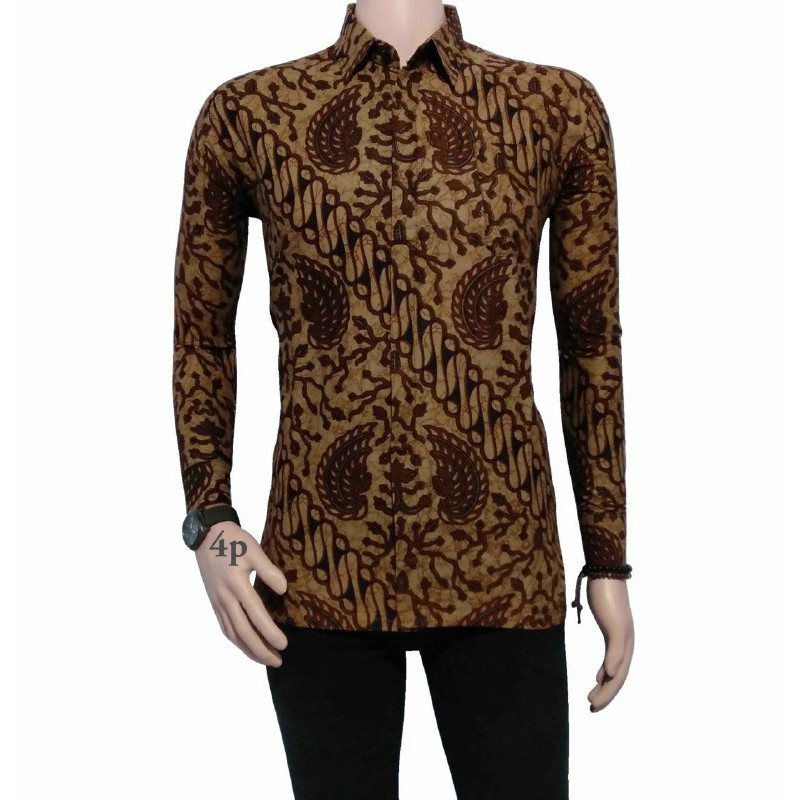 BSWART BATIK HRB026 Kenongo Hem Pendek Padi Pekalongan M L XL Batik Pria MURAH