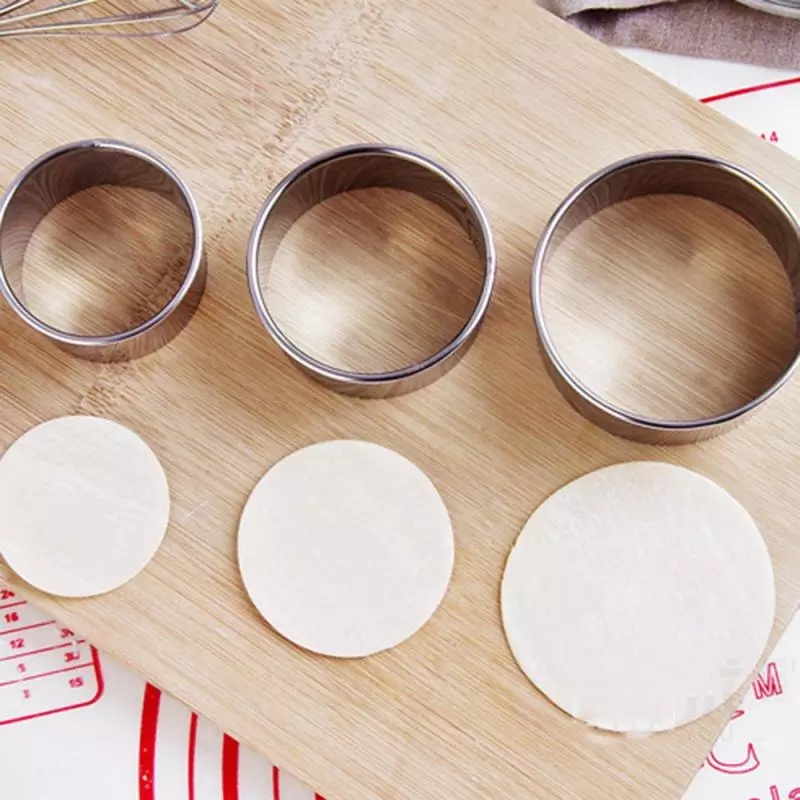 3pcs/set 304 Stainless Steel Cutter Dumplings Mould/Round/Flower Shaped Dough Press Pancake Tools for Kitchen Cooking