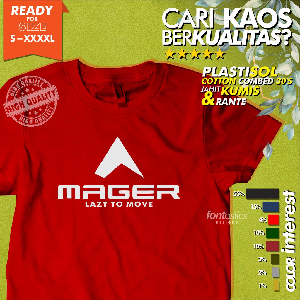 KAOS MAGER PLESETAN BAJU CUSTOM PLASTISOL SATUAN LUSINAN SABLON MANUAL PRIA WANITA