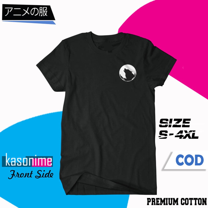 Baju Kaos T-Shirt Anime Premium Gambar Wolf Serigala Moon Keren Anime Distro Jepang Kekinian Atasan 