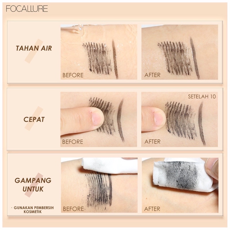 FOCALLURE Volumizing Mascara &amp; Waterproof eyeliner 2 IN 1 mudah dibawa FA160