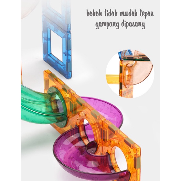 Marblerun 123 pcs Free Kontainer box Mainan Anak Magnetic Marble run 3D DIY