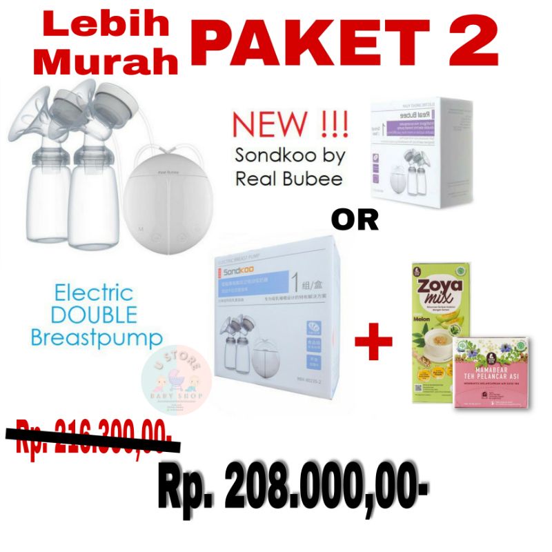 [ PAKET HEMAT ] Pompa Asi Electric Real Babee + Pelancar Asi Zoya Mix + Teh Pelancar Asi Mama Bear