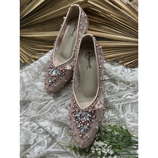 sepatu wedding Rafaizoutfit sepatu syahera shoes rosegold tinggi 7cm