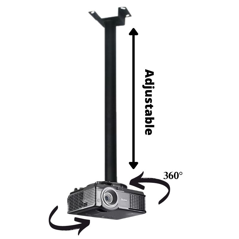 Bracket ceiling plafon Projektor poyektor gantung adjustable 1 meter - 2 meter Hitam putih