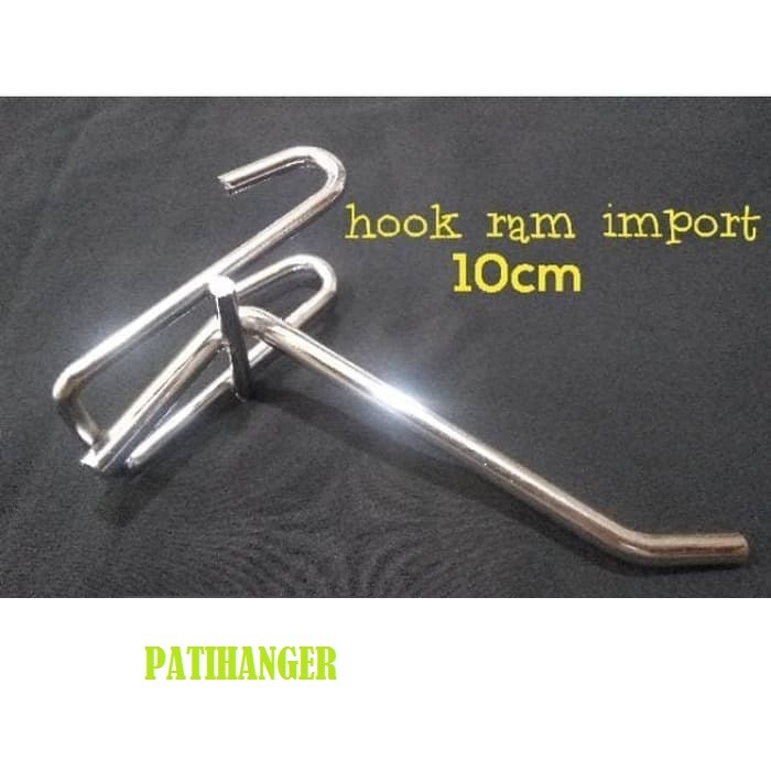 Single Ram 10cm stainless Chrome/Hook Cantelan ram Aksesoris