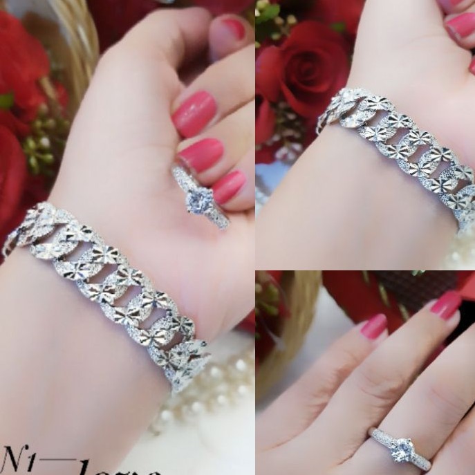 Xuping Set Gelang dan Cincin Silver