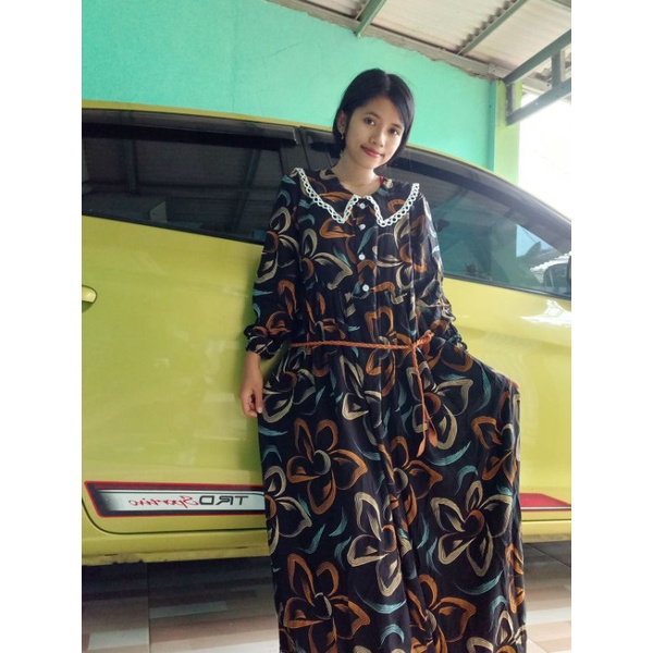 Gamis tangan karet  bahan rayon viscose premium