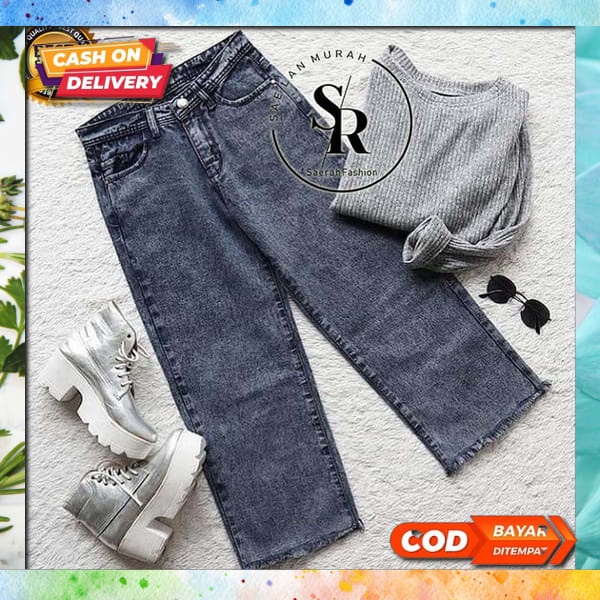 Kulot Jeans Rawis Snow Model 2023 Wanita Ootd || Celana Levis Kulot Wanita Terbaru || Fit Xxl / Cela
