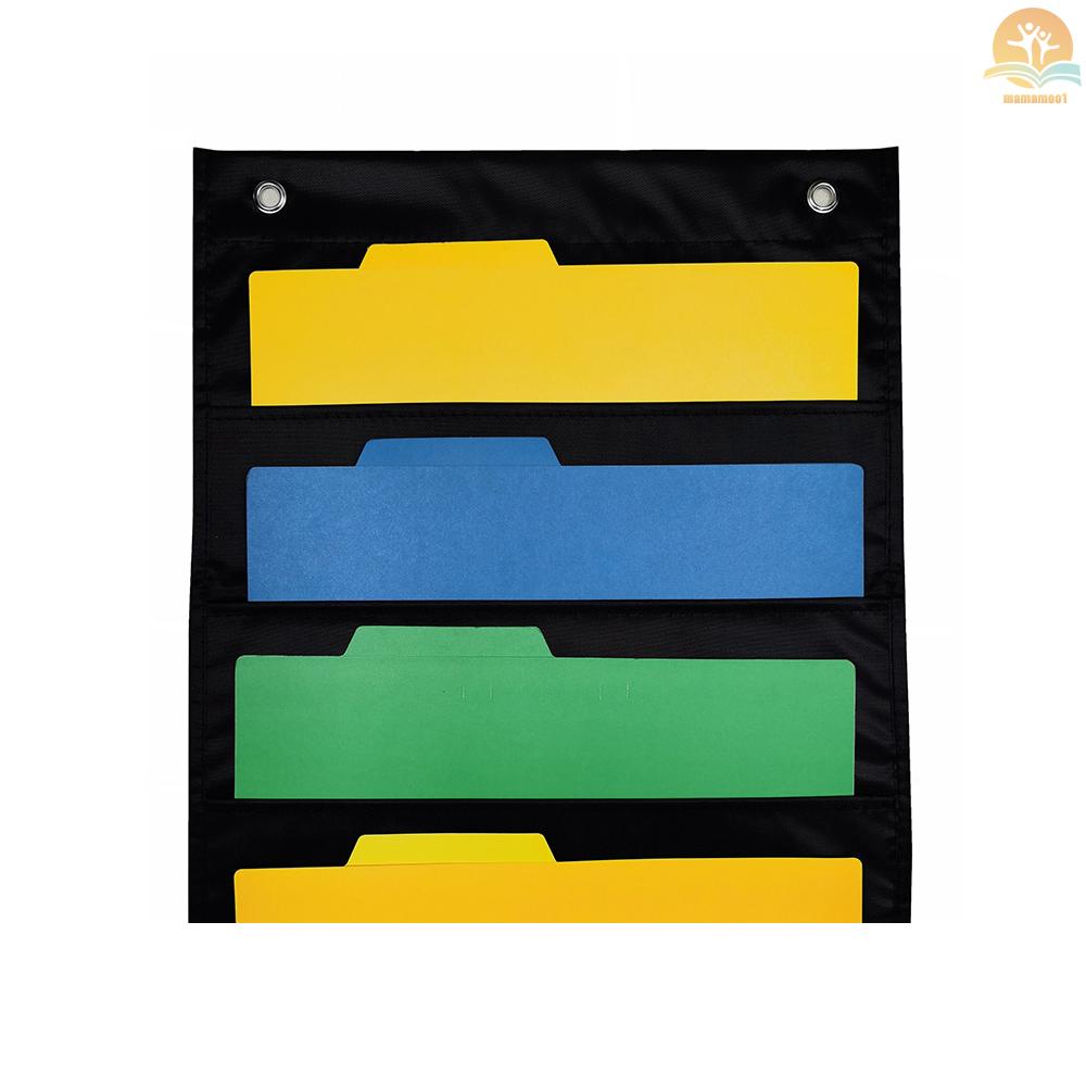 Hanging Wall File Organizer Large 5 Pockets Storage Pocket Chart with 2 Hangers Folder Holder Document Organizer for Office School Classroom Library Home