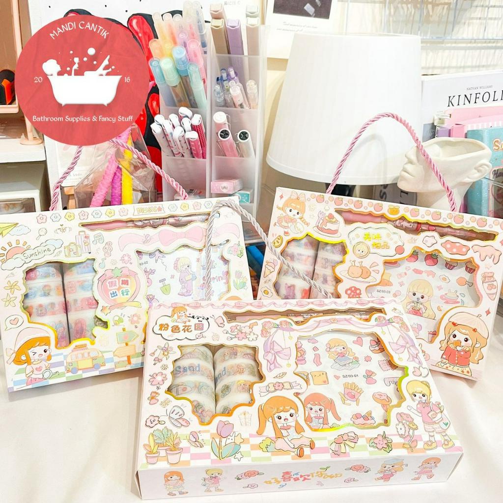 

PAKET SET STIKER SZ-93 WASHI TAPE STICKER CUTTER COD TERMURAH kado unik lucu jurnaling journaling cute