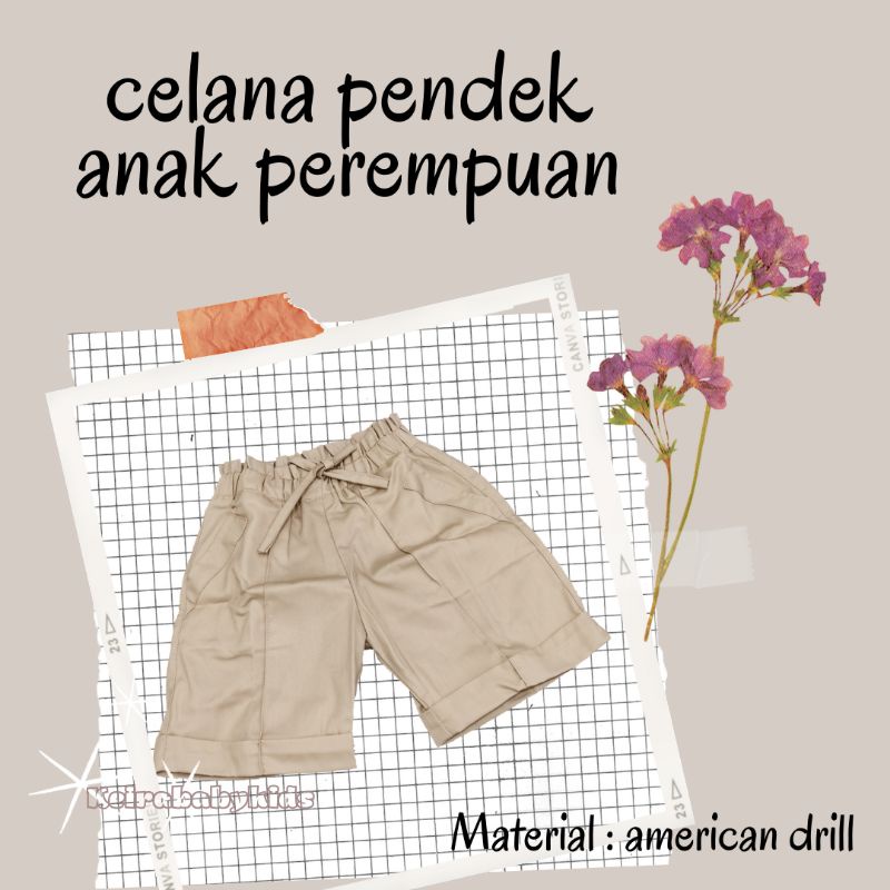 Celana Pendek Anak Perempuan American Drill