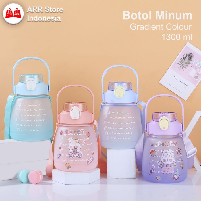 Botol Air Minum Sedotan Anak BPA Free Motif Gradient Colour 1300ml